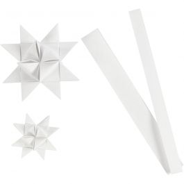 Papieren vlechtstroken, L: 44+78 cm, d 6,5+11,5 cm, B: 15+25 mm, wit, 32 stroken/ 1 doos [HOB-24395]
