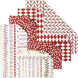 Papier Origami, rouge, 10x10cm, 80 gr, 40 flles/ 1 Pq. [HOB-25370]