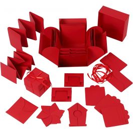 Boîte explosion, dim. 7x7x7,5+12x12x12 cm, rouge, 1 pièce [HOB-25381]