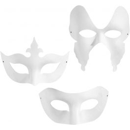 Masques, H: 10-20cm, L: 18-20cm, blanc, 3x4 pièces/ 1 Pq. [HOB-26356]