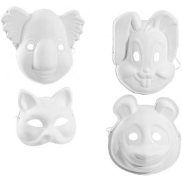 Masques, H : 17-25 cm, L : 18-24 cm, blanc, 4x3 pièces/ 1 Pq. [HOB-26357]