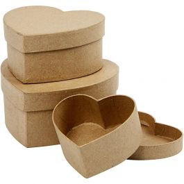 Harten dozen, H: 5+6,5+7,5 cm, B: 10+12,5+15 cm, 3 stuk/ 1 set [HOB-263760]