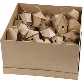 Mini Vogelhuisjes, H: 7 cm, 6x10 stuk/ 1 doos [HOB-26533]