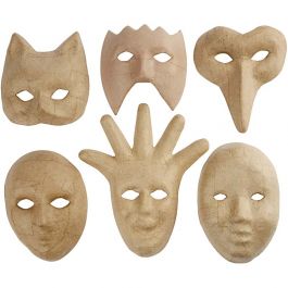 Masques, H: 12-21cm, 6 pièces/ 1 Pq. [HOB-26712]