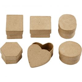 Petites boîtes, H: 3 cm, d 4-6 cm, 6pièce/ 1 Pq. [HOB-268003]