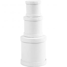 Trommel dozen set, H: 4+5+7 cm, d 4+5+6,5 cm, wit, 1 set [HOB-26803]
