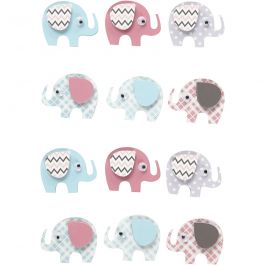 Autocollants 3D, éléphants, H : 25 mm, L : 31 mm, ép. 7 mm, 12 pièces/ 1 Pq. [HOB-27096]