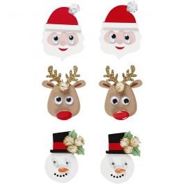 Autocollants 3D, figurines de Noël, H : 40-45 mm, L : 26-35 mm, ép. 10 mm, 6 pièces/ 1 Pq. [HOB-27098]