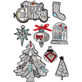 Autocollants 3D, motifs de Noël, H : 32-80 mm, L : 25-65 mm, 8 pièces/ 1 Pq. [HOB-27099]