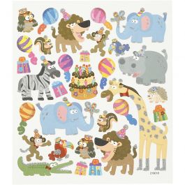 Stickers, dieren verjaardag, vel 15x16,5 cm, 1 vel [HOB-27185]