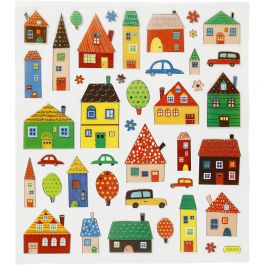 Stickers, stad, vel 15x16,5 cm, 1 vel [HOB-27189]