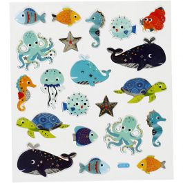 Stickers, zeedieren, vel 15x16,5 cm, 1 vel [HOB-27197]