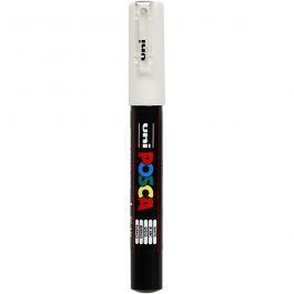 Feutre Posca, dim. PC-1M, trait 0,7 mm, extra fin, blanc, 1 pièce [HOB-273052]