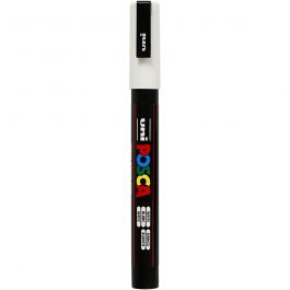 Posca Marker, afm PC-3M, lijndikte 0,9-1,3 mm, fijn, wit, 1 stuk [HOB-274052]