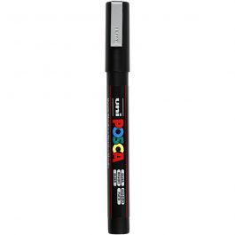 Posca Marker, afm PC-3M, lijndikte 0,9-1,3 mm, fijn, zilver, 1 stuk [HOB-274805]