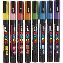 Feutre Posca, dim. PC-3ML, trait 0,9-1,3 mm, couleurs scintillantes, 8 pièces/ 1 Pq. [HOB-274899]