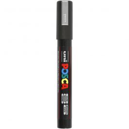 Posca Marker, afm PC-5M, lijndikte 2,5 mm, medium, zilver, 1 stuk [HOB-276805]