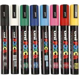 Posca Marker, lijndikte: 2,5 mm,  PC-5M , standaardkleuren, medium, 8stuks [HOB276900]
