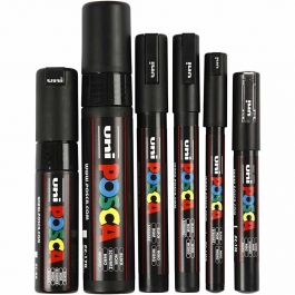 Posca Marker, lijndikte 0,7-15 mm, zwart, 6 stuk/ 1 doos [HOB-279900]