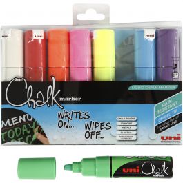 Chalk Marker, lijndikte 8 mm, diverse kleuren, 8 stuk/ 1 doos [HOB-279918]