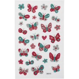 Glitter stickers, vlinders, vel 10x16 cm, 1 vel [HOB-280018]