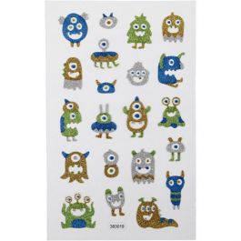 Glitter stickers, buitenaardse wezens, vel 10x16 cm, 1 vel [HOB-280020]