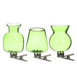 Vaasjes op clip assorti van 3 stuks Groen (1 st.) [IFS-28095]