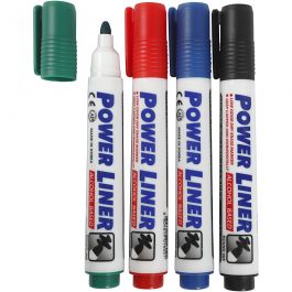 Feutres pour tableau blanc, trait 4 mm, noir, bleu, vert, rouge, 4 pièces/ 1 Pq. [HOB-28250]