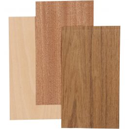 Feuilles de Placage en Bois, feuille 12x22 cm, ép. 0,75 mm, 3 flles/ 1 Pq. [HOB-282900]