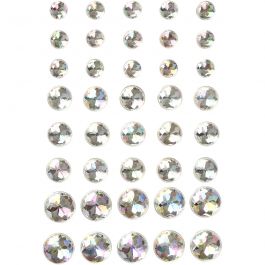 Strasstenen, afm 6+8+10 mm, kristal, 40 stuk/ 1 doos [HOB-28326]