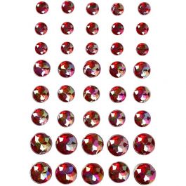 Strasstenen, afm 6+8+10 mm, rood, 40 stuk/ 1 doos [HOB-28327]