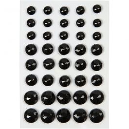 Strasstenen, afm 6+8+10 mm, zwart, 40 stuk/ 1 doos [HOB-28349]