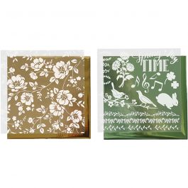 Deco folie en transfervel, bloemen, vel 15x15 cm, goud, groen, 2x2 vel/ 1 doos [HOB-283550]