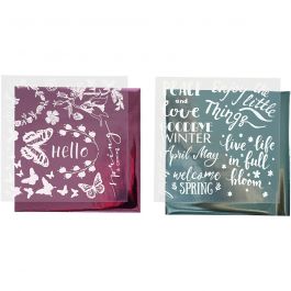 Deco folie en transfervel, voorjaar, vel 15x15 cm, lichtblauw, roze, 2x2 vel/ 1 doos [HOB-283551]
