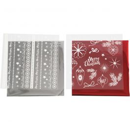 Deco folie en transfervel, Magische kerst, vel 15x15 cm, rood, zilver, 2x2 vel/ 1 doos [HOB-283556]