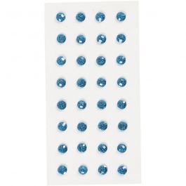Strasstenen, d 8 mm, blauw, 32 stuk/ 1 doos [HOB-283804]