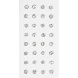 Strasstenen, d 8 mm, zilver, 32 stuk/ 1 doos [HOB-283818]