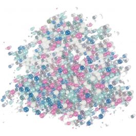 Mini Perles de Verre, dim. 0,6-0,8+1,5-2+3 mm, couleurs pastel, 600gr/ 1 boîte [HOB-28395]