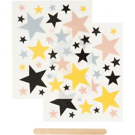 Rub-on Stickers, sterren, vel 12,2x15,3 cm, 1 doos [HOB-283963]