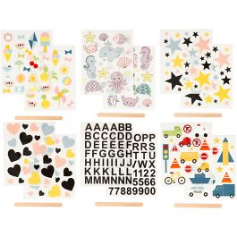 Rub-on Sticker , 12,2x15,3 cm, 12 vel/ 1 doos [HOB-283969]