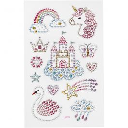 Diamond stickers, unicorn univers, vel 10x16 cm, 1 vel [HOB-284032]