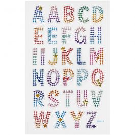 Diamond stickers, alfabet, vel 10x16 cm, 1 vel [HOB-284035]