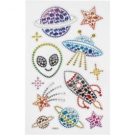 Diamond stickers, ruimte, vel 10x16 cm, 1 vel [HOB-284037]