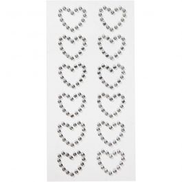 Strassteen harten, afm 23x21 mm, zilver, 12 stuk/ 1 doos [HOB-28435]