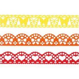 Kanten papierlint, b: 15 mm, geel, oranje, rood, 3x2m [HOB-28441]