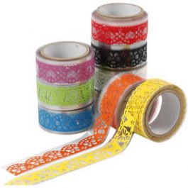 Ruban en papier dentelle, l: 15 mm, Couleurs assorties, 9x2m [HOB-28444]