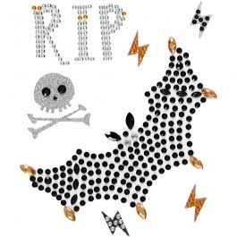 Stickers met strasstenen, vleermuis en RIP, vel 14x17 cm, 1 vel [HOB-28447]