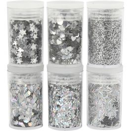 Paillettes et Sequins, argent, 6x5 gr/ 1 Pq. [HOB-28467]