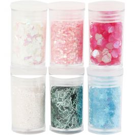 Paillettes et Sequins, couleurs pastel, 6x5 gr/ 1 Pq. [HOB-28480]