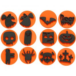 Foam stempels, Halloween, d 7,5 cm, dikte 2,5 cm, 6 stuk/ 1 doos [HOB-28553]